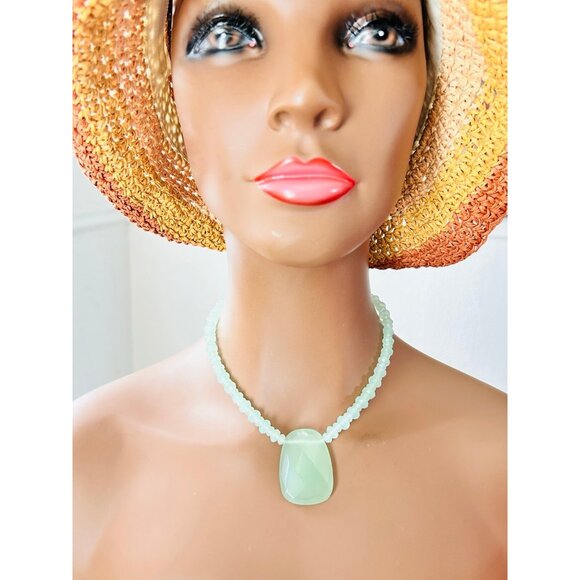 925 Silver Toggle Green Quartz Necklace - Picture 5 of 5